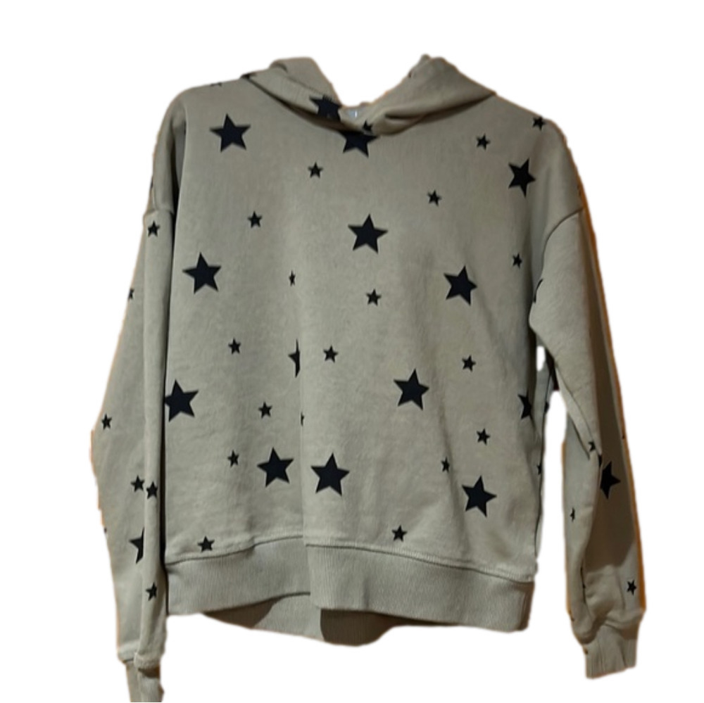 Star Print Hooded Sweatshirt - Beige
